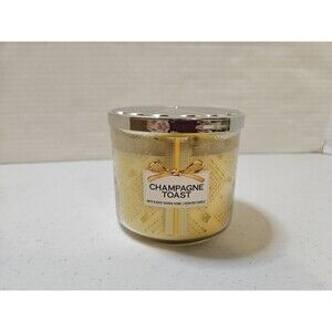 BATH BODY WORKS gold bows diamonds CHAMPAGNE TOAST 3 wick candle HOT SUMMER SALE